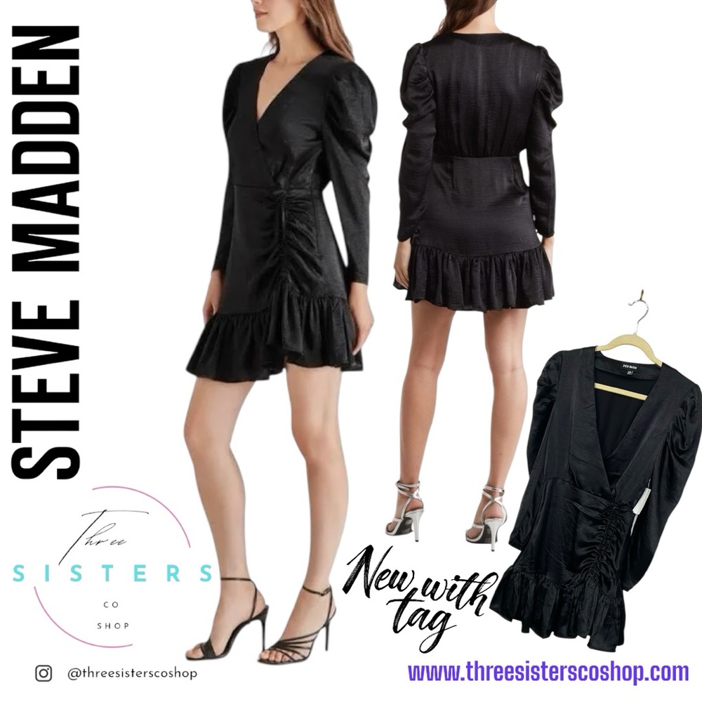 Steve Madden Black Nyla Wrap Dress New With Tags